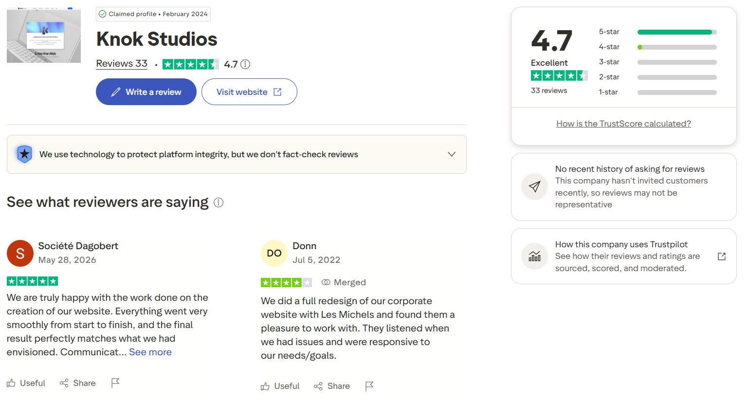 Guide SEO : Comment améliorer votre référencement local ? 4 knok-studios-trustpilot